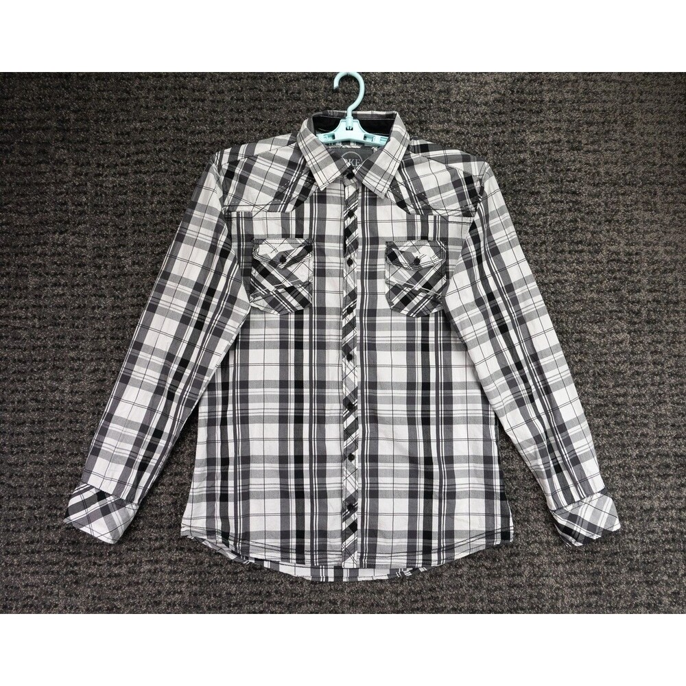 BKE Shirt Mens Large Black White Plaid Athletic Fit Long Sleeve Casual Western